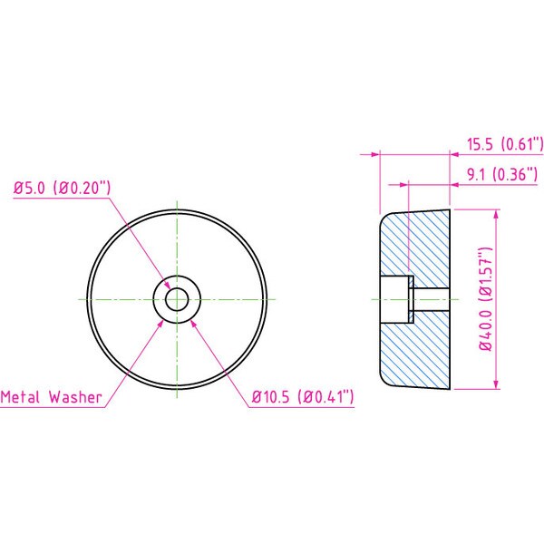 Main product image for 4-Pack Rubber Cabinet Feet 1.57" Dia. x 0.61" H 260-7500